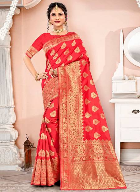 1014 Santraj Latest Fancy Wear designer Silk Saree Collection 1014-Red